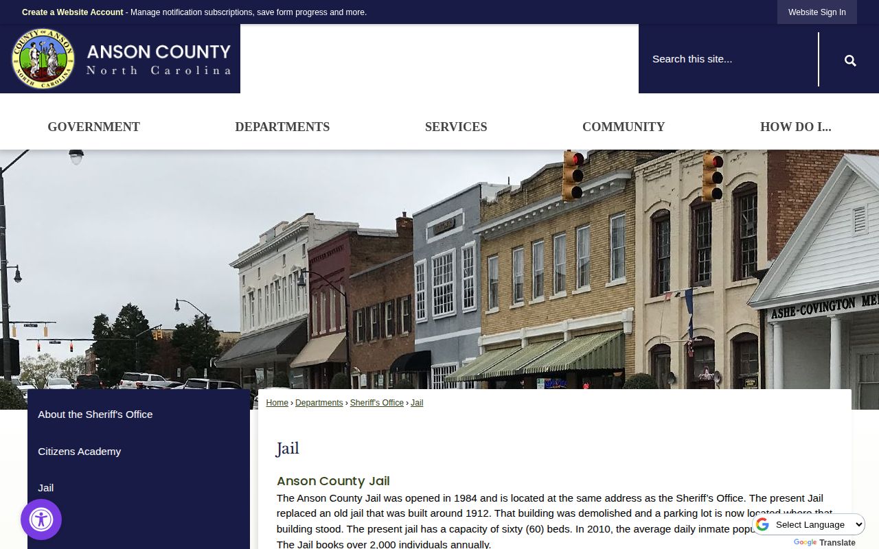 Anson County Jail release context and published facility facts