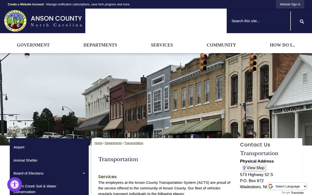 Anson County release transportation planning through ACTS