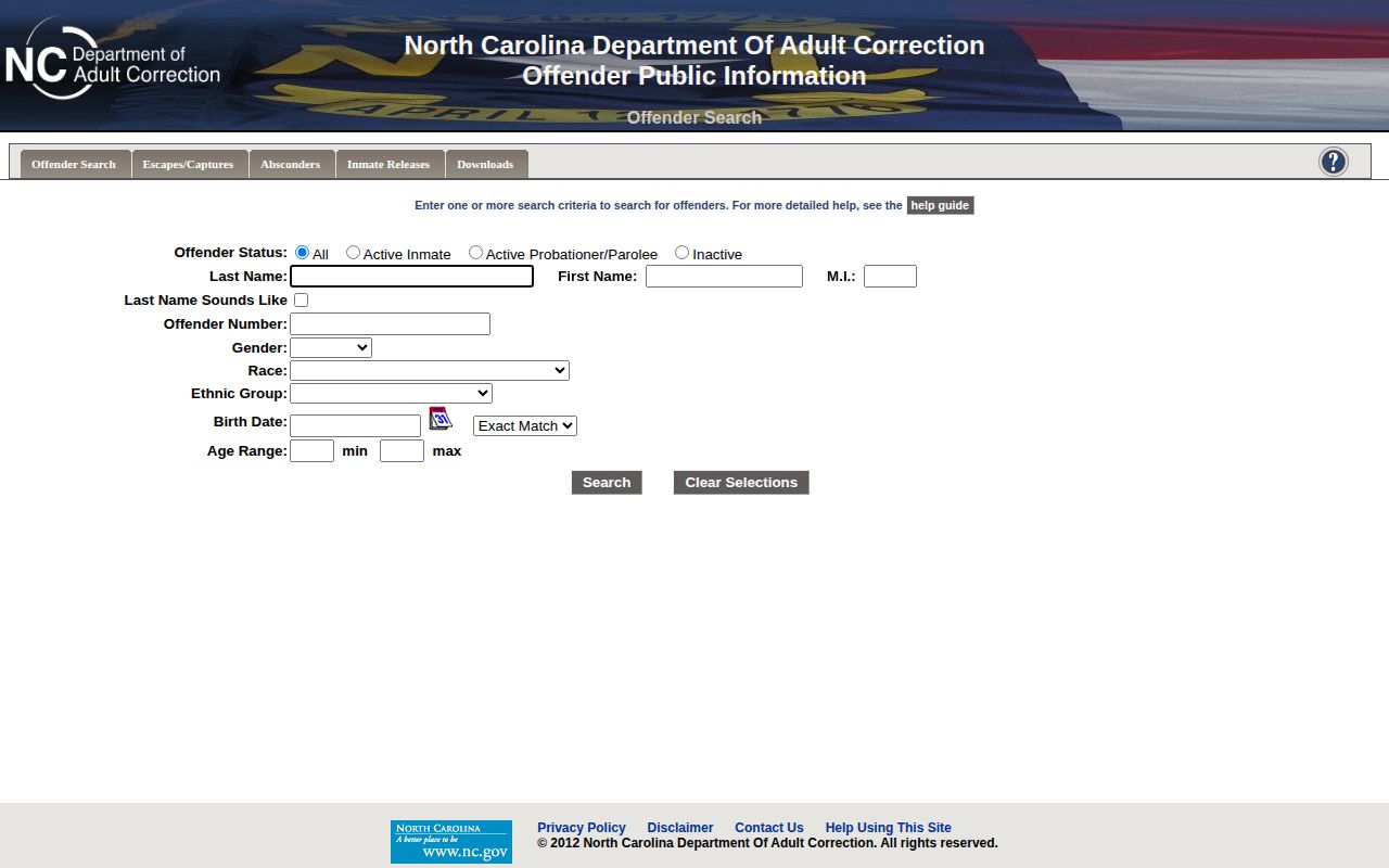 DAC search for an Anson County inmate projected release date