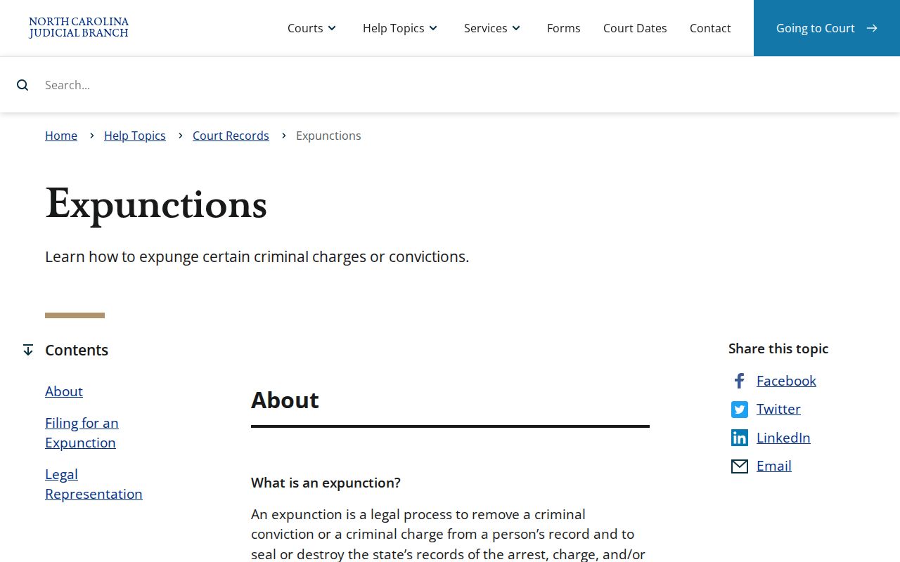 North Carolina expunction guidance for Anson County release records